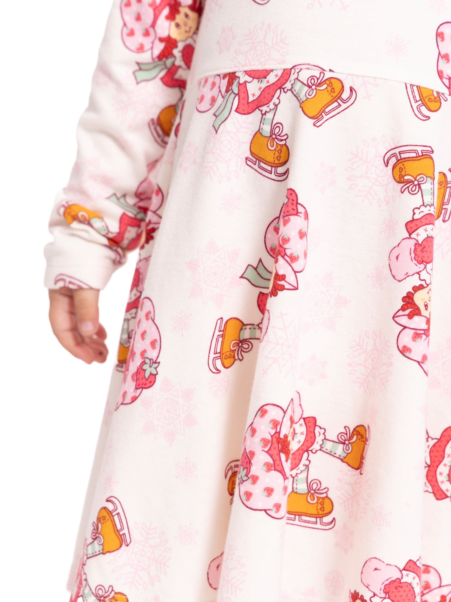 Strawberry Shortcake Toddler Girls Long Sleeve All Over Print Dress, Sizes 12M-5T