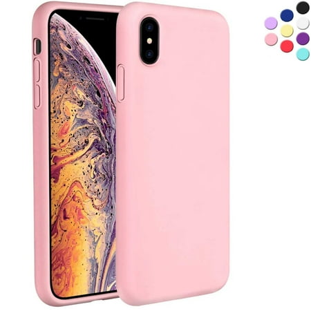 iPhone X/Xs Silicone Case- {Shock-Absorbent; Bumper Soft TPU Cover Case; Compatible with iPhone Xs and iPhone X, Light Pink