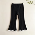 thumbnail image 7 of fnnxnal Girls Flare Pants Ribbed Knit Kids Stretchy High Waist Bell Bottom Lace Trim Black,Size 3 T, 7 of 7
