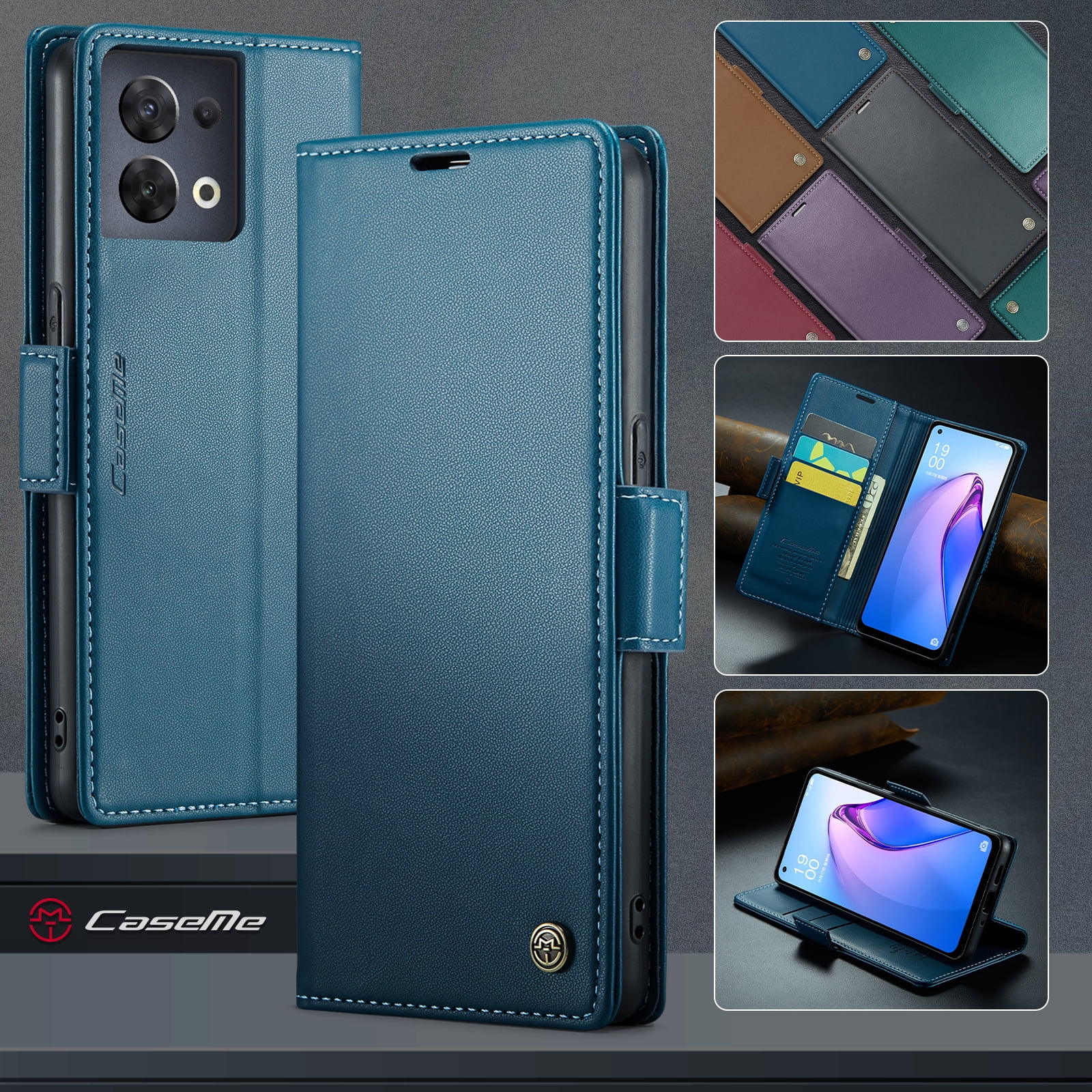 For OPPO Reno 8 5G Reno 10 5G 8T 4G 8 Pro Case Wallet, For Realme C55 10 11 Pro A76 A96 A77 A78 A57 A57S Card Holder PU Leather Magnetic Folio Flip Protective Phone Cover