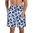 thumbnail image 1 of Balery Blue Ink Flowers Traje de Baño Estilo Hawaiano para Hombre, Shorts de Secado Rápido con Bolsillos-Medium, 1 of 6