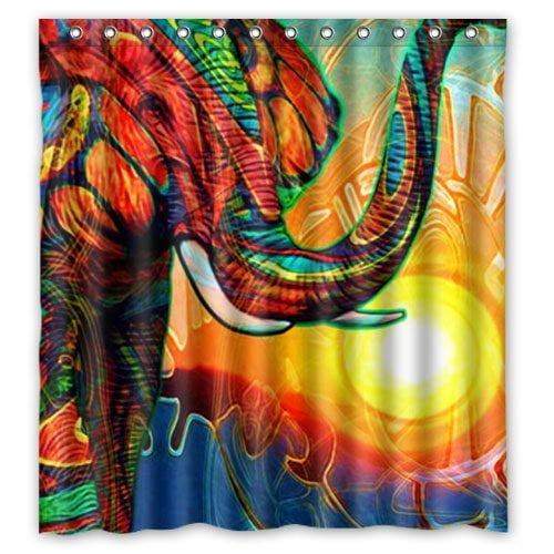 HelloDecor Elephant Shower Curtain Polyester Fabric Bathroom Decorative