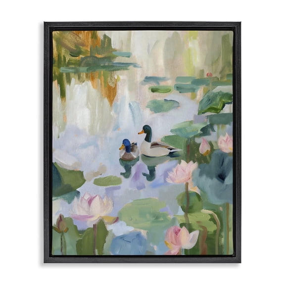 Stupell Industries Modern Duck Pond During Tranquil Morning Black Floating Frame Canvas Art, 17 x 21, by The Prints Vibe