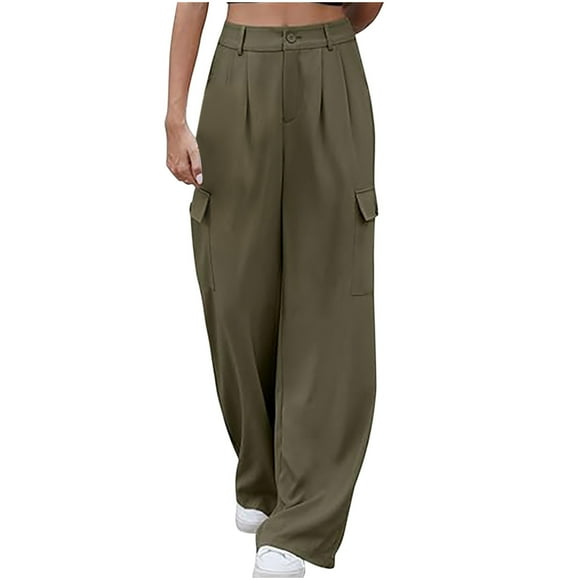 Loose Wide Leg Work Pants, Trendy Casual Long Pants, Multi Pocket Design, Comfortable Stretch Fabric, For Office Daily Wear, Versatile Business Casual, Stylish Work Bottoms, Modern Fashion Bottoms
