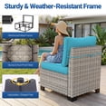 thumbnail image 3 of 6-Piece Outdoor Patio Furniture Set, PE Wicker Rattan Sectional Sofa Conversation Set with Tempered Glass Table & Thick Cushions - All-Weather Garden, Backyard Furniture,Turquoise, 3 of 11