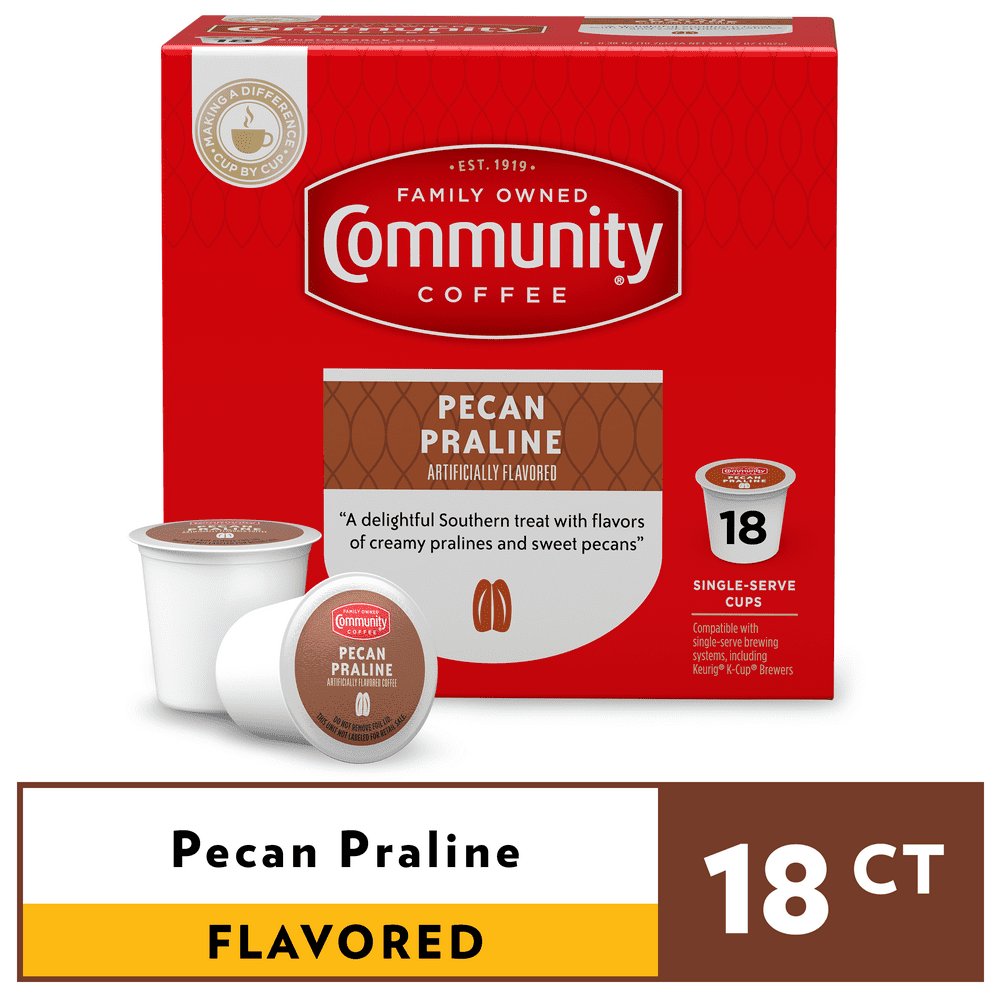 Community Coffee Pecan Praline Pods for Keurig Kcups 18 Count