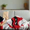 thumbnail image 3 of Kabuki Soft Flannel Fleece Throw Blanket, Style Drama Theater Kabuki Face with Calligraphy Print, Cozy Plush for Indoor and Outdoor Use, 60" x 80", Vermilion Black, by Ambesonne, 3 of 5