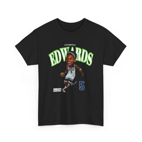 Minnesota Anthony Edwards #5 Cartoon Cute Head Basketball Unisex Cotton Tee