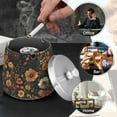 thumbnail image 4 of Yayeee Ashtray with Lid for Cigarette Smokeless Stainless Steel Home Ash Holder, Dark Floral Pattern, 4 of 7