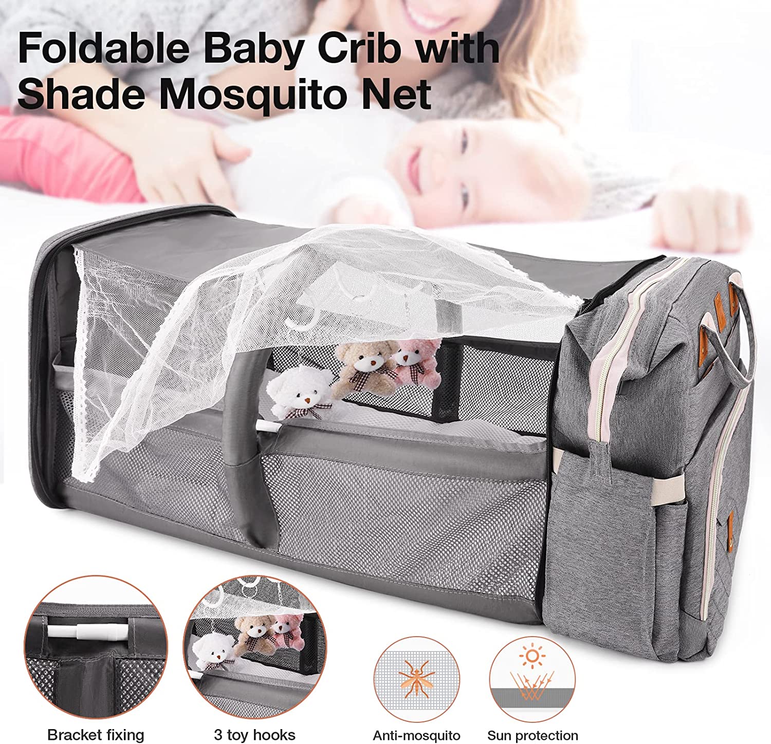 Large Capacity Diaper Bag/Baby Bed w/ Mosquito Net – Produva