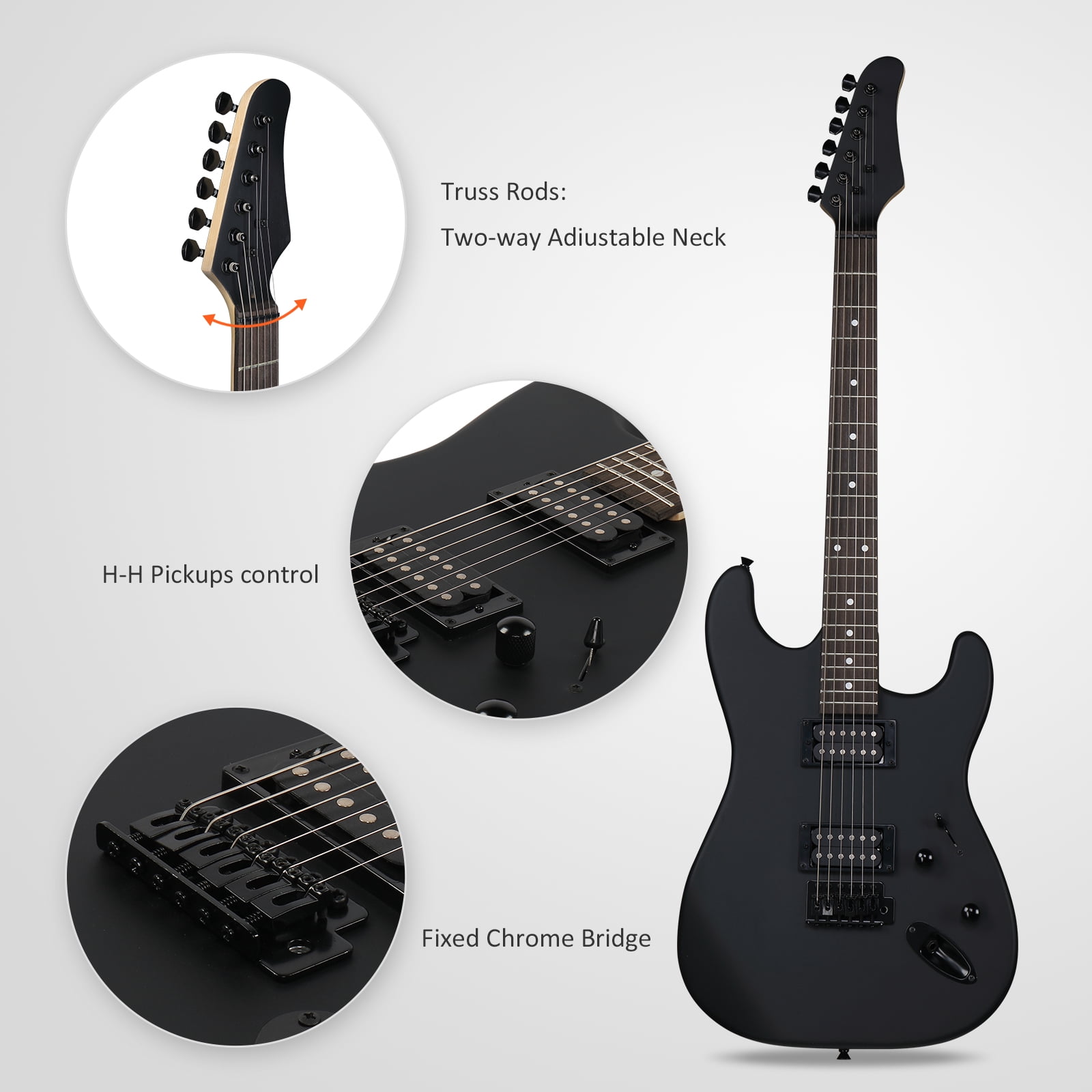 ギター kutakutaAmpero Control Ktaxon KST 39in Electric Guitar Beginner Kit w/ 20W Amp, H-H
