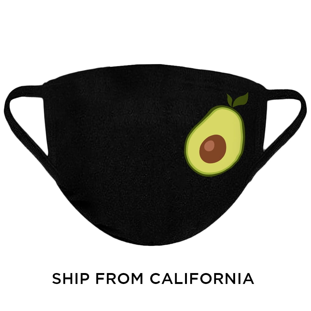 Reusable Face Mask Washable Cloth Face Mask Fabric Face Mask Mouth Mask 3 Layered 100% Cotton Facial Cover Protection Breathable Face Mask with Avocado Design
