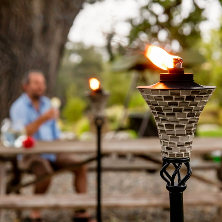 TIKI® Brand 62-inch Hosta Metal Torch Gray Mosaic TIKI® Brand 62-inch Hosta Metal Torch Gray Mosaic