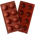 thumbnail image 1 of 8-Cavity Large Semi Sphere Silicone Mold Cocoa Chocolate Bombs Molds for Chocolate, Cake, Jelly, Pudding, Handmade Soap, Candy,Set 2, 1 of 9