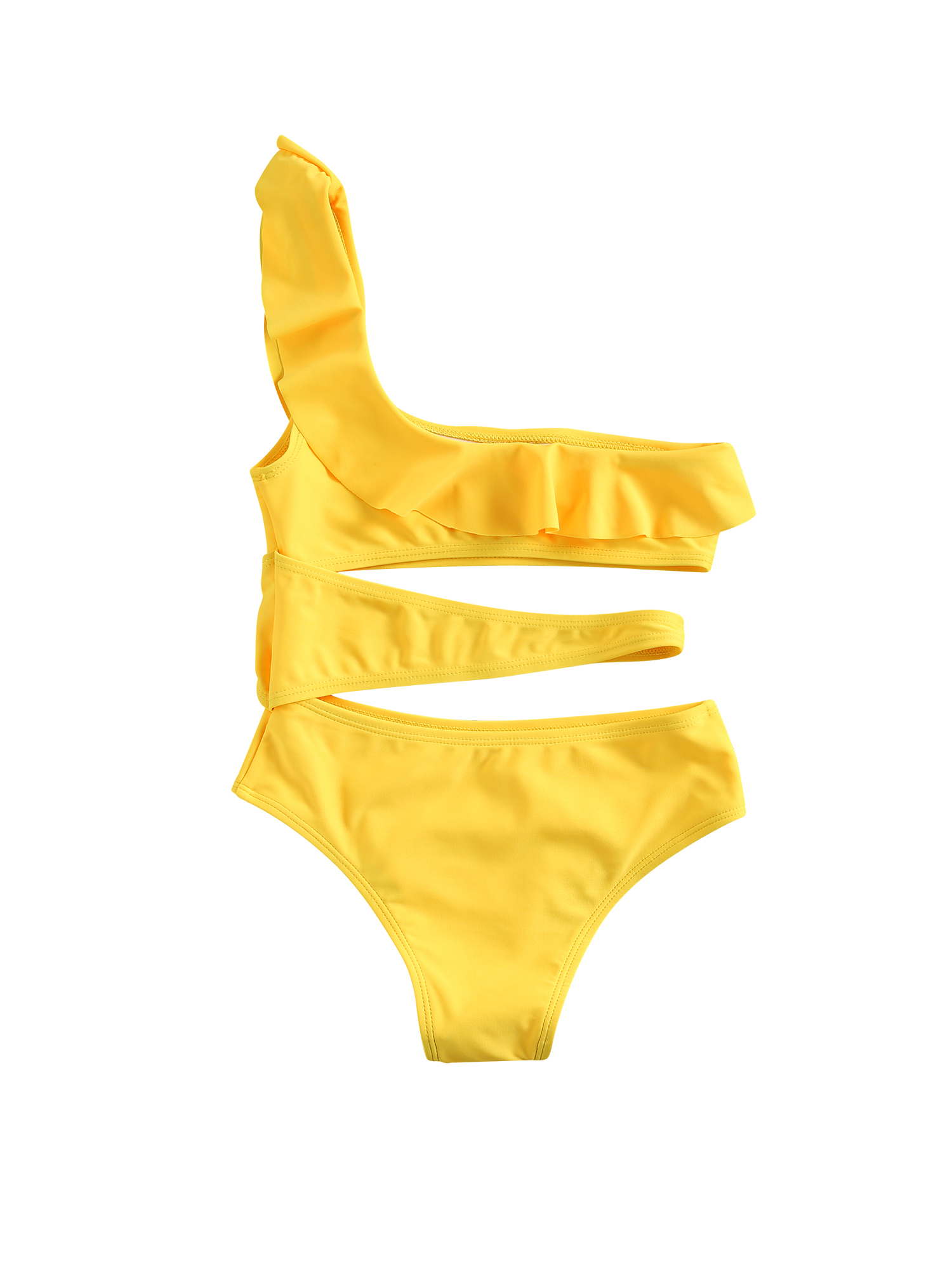 Sprifallbaby Girls' Oblique Shoulder Hollow Swimsuit, Lotus Leaf Hot ...