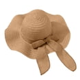 thumbnail image 4 of QSAWXQZ Women's Straw Sun Hat Wide Brim Bow Tie Packable Beach Outdoor Summer Hat Lightweight Travel Headwear Free Size, 4 of 5