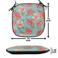 thumbnail image 5 of Hibiscus Chair Seating Cushion Set of 12, Pattern of Tropic Flowers and Bubbles Graphic, Seat Pads for Office with Anti-slip Backing, 16"x16", Teal Coral, by Ambesonne, 5 of 7