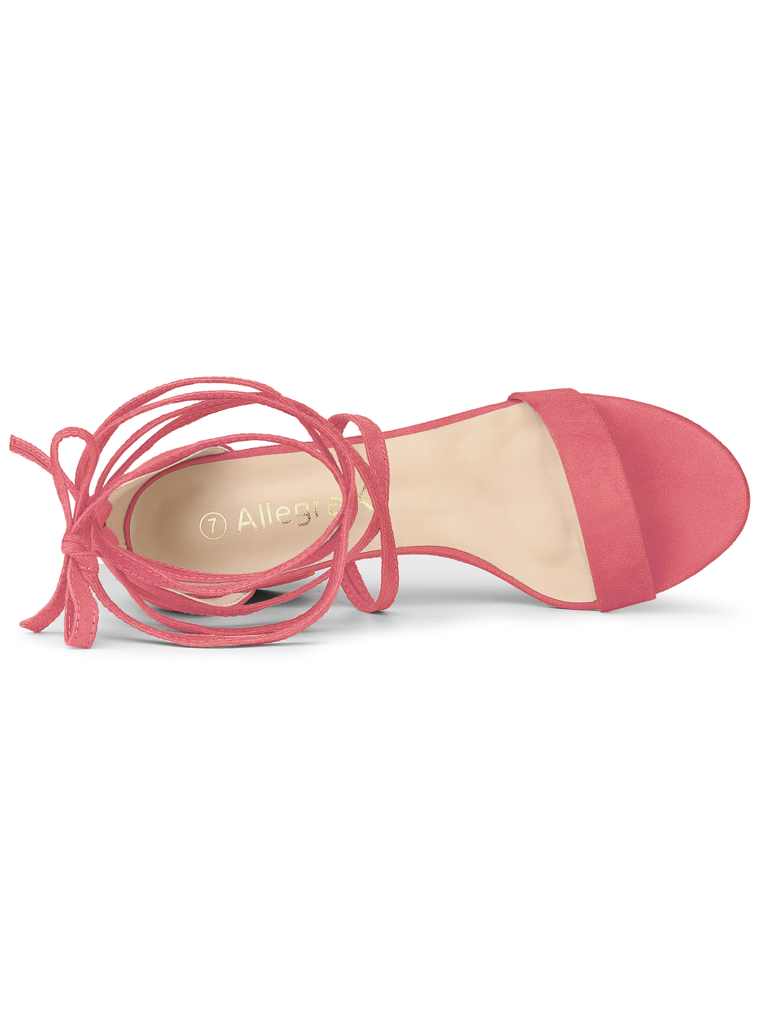 DARING DIVA Women's Lace Up Mid Chunky Heeled Sandals Watermelon Red 8.5