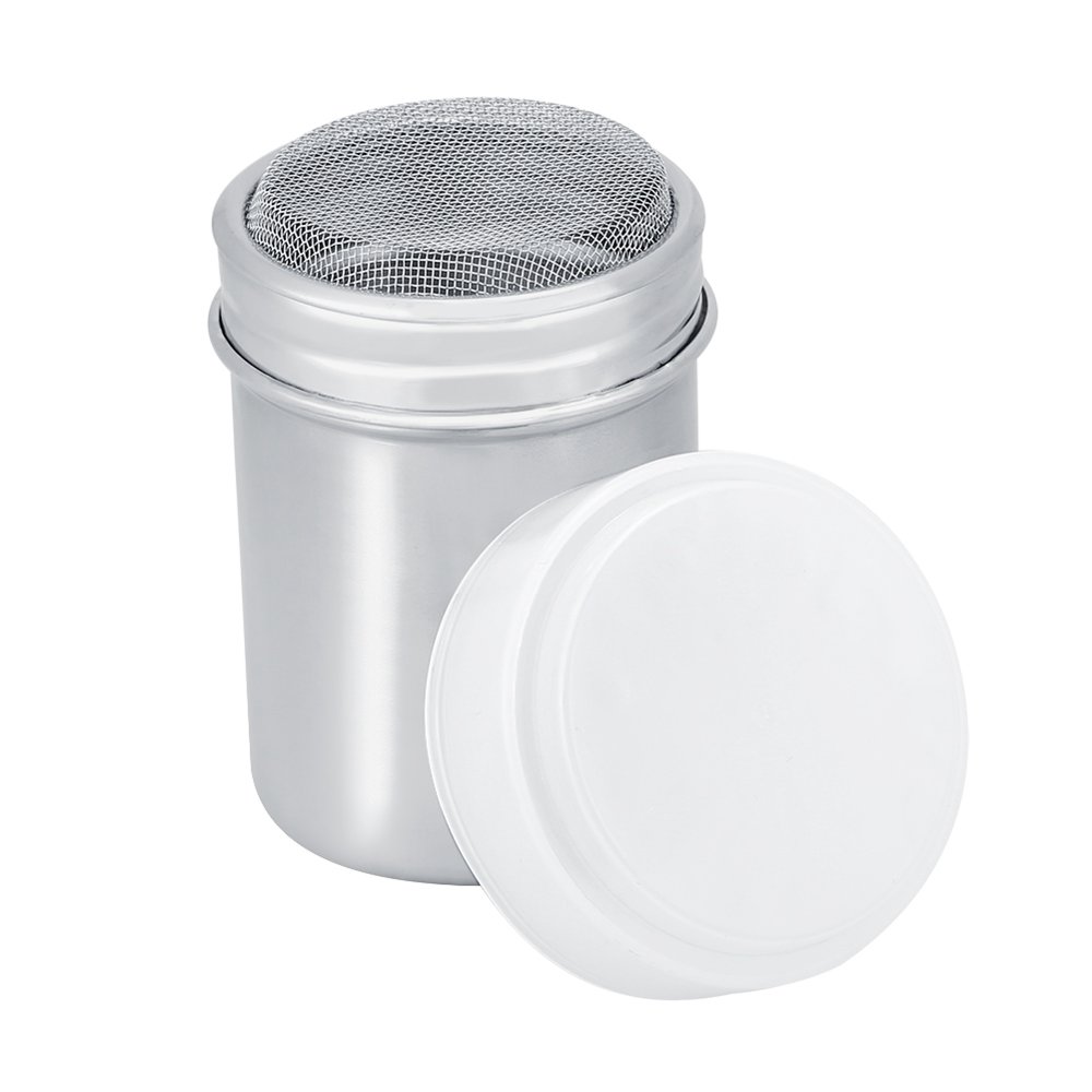 Kritne Powder Shaker,Stainless Steel Powder Shaker Pot Cocoa Sugar