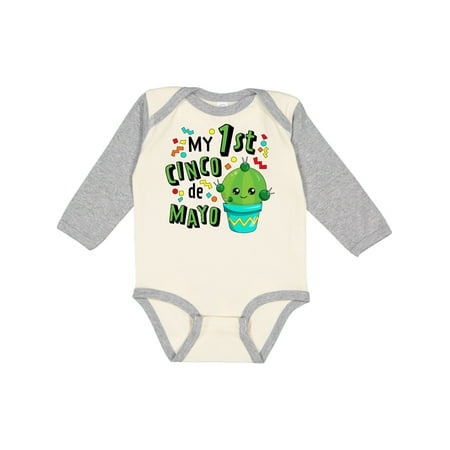 

Inktastic My First Cinco de Mayo- cute cactus Gift Baby Boy or Baby Girl Long Sleeve Bodysuit