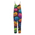 thumbnail image 5 of Women's Halloween Jumpsuits Skeleton Spiderweb Halter Backless Spooky Rompers Ghost Castle Sleeveless Horror Overalls, S, 5 of 6