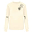 thumbnail image 5 of Feancey Sweatshirt for Women Oversized Halloween Graphic Sweatshirts Vintage Spider Web Print Long Sleeve Shirt Teen Girl Crewneck Pullovers Beige L, 5 of 5
