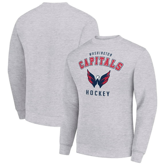 Men's Starter  Heather Gray Washington Capitals Team Logo Fleece Pullover Sweatshirt