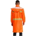 thumbnail image 2 of TiaoBug Men Raincoat Safety Work Rain Gear Waterproof Long Hooded Rain Jacket Coat Poncho Orange 4XL/190, 2 of 7