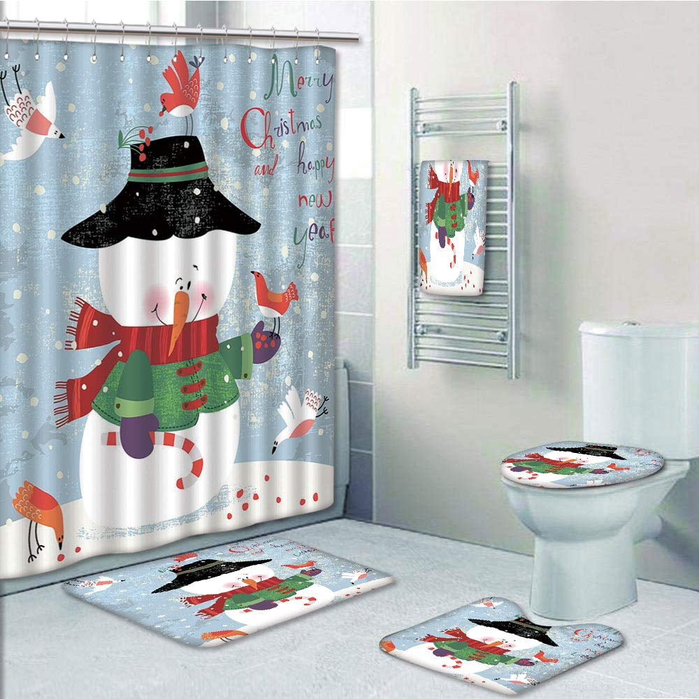 EREHome Snowman Christmas New Year Lovely Snowman with Birds Candy Cane