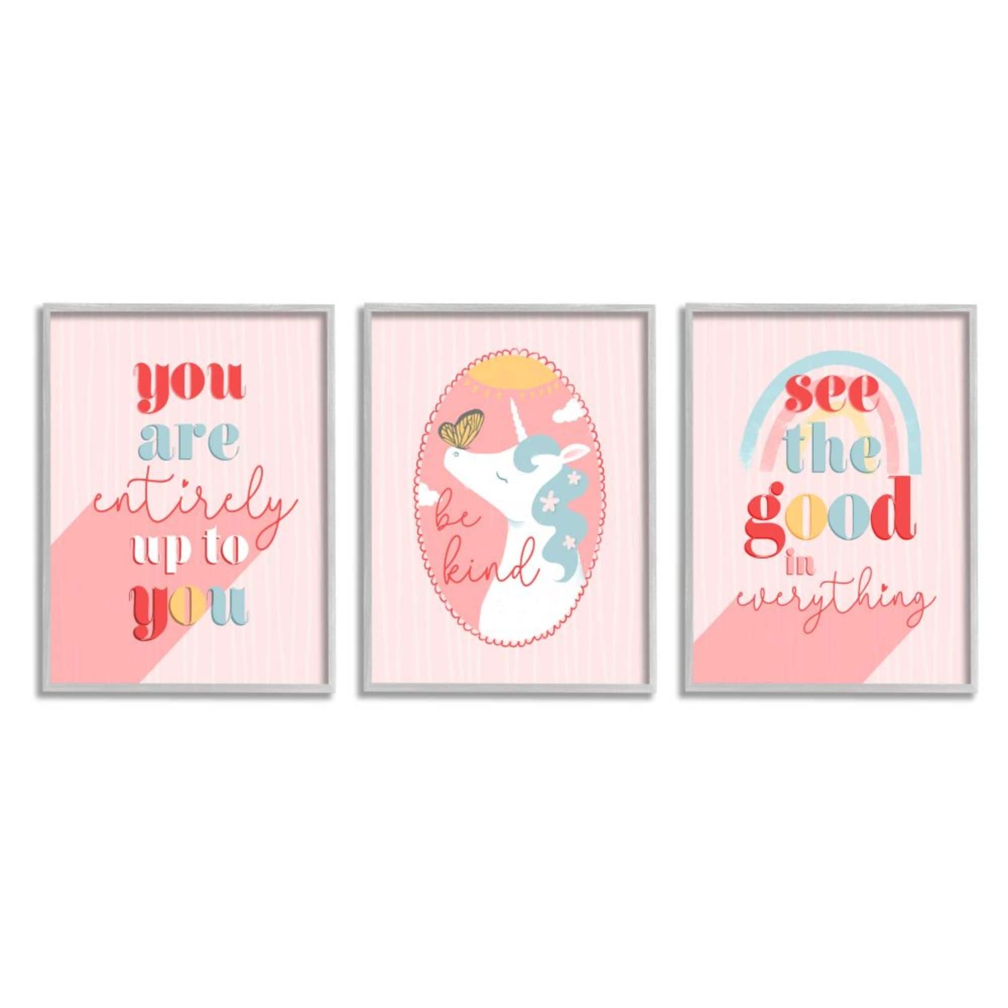 Stupell Industries Princess Unicorn with Kindness Phrases Red Pink Design by Daphne Polselli