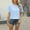 Blue, variant on YHAJDS Short Sleeve Shirts for Women Solid Color Back Button Detail Casual Blouse