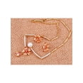 thumbnail image 2 of Topaz Brown Daisy Flower Pearl Bead Crystal Earring Necklace Jewel Set, 2 of 6