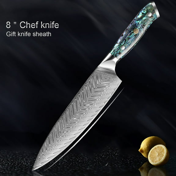 8" Chef Knife, Damascus Steel Kitchen Knife VG10 67 Layers,Rococo style Knife, Sharp Damascus Knife, Practical Kitchen Cutting Tool