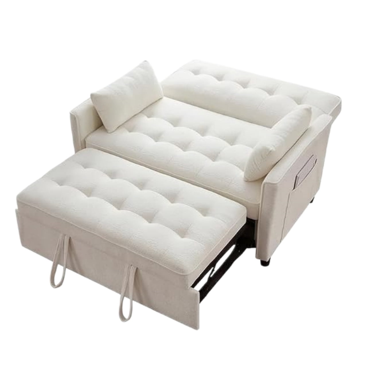 3-in-1 Convertible Sofa Bed with USB Charging Ports, Pull-Out Sleeper Sofa with Adjustable Backrest and Side Pocket, Compact Loveseat Couch for Living Room, Apartment, Dorm