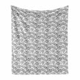 thumbnail image 1 of Floral Soft Flannel Fleece Throw Blanket, Greyscale Tone Peony Flowers Buds Honeybees Illustration, Cozy Plush for Indoor and Outdoor Use, 70" x 90", Dimgray Pale Grey, by Ambesonne, 1 of 5