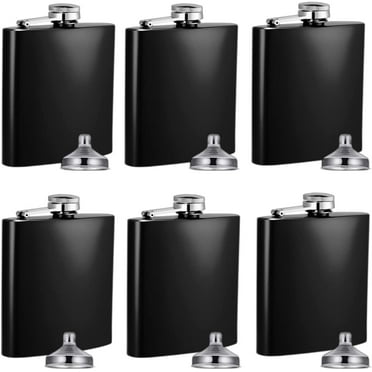 6OZ Hip Flask Stainless Steel Men Women Flask with Funnel,bulk of flasks set with funnel for Gift, Camping, Wedding Party(6pcs)