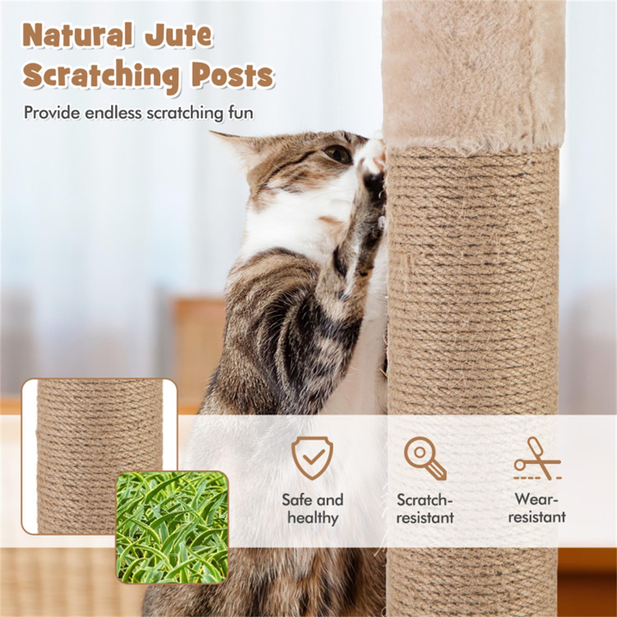 Kadyn 63" Cat Tree Tower for Indoor Cats, Cat Condo for Large Cats, Modern Cat Tree House Manual Hand Woven with Sisal, Cat Scratching Post, Beige