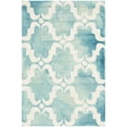 thumbnail image 2 of Safavieh Dip Dye Talbot Distressed Wool Area Rug, Turquoise/Ivory, 2'6" x 4', 2 of 12