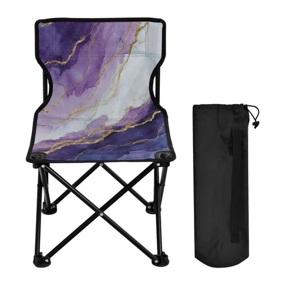 Folding Chair Camping Chair For Camping Picnicking Outdoor Beach and Travel Abstract Dark Purple Marble