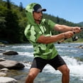 thumbnail image 2 of OIOLOYJM Hoodies for Men Sun Protection Lightweight Camo Short Sleeve Hooded T Shirts Rash Guard Quick Dry Running Casual Outfits Green M, 2 of 5