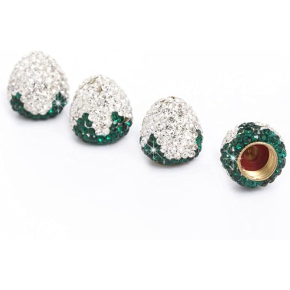 GHSDFBB Tire Valve caps Strawberry Handmade Crystal Rhinestone car stem air caps Cover for Cars Trucks Bikes Accessories 4 Pack