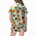 thumbnail image 5 of CAUYDY Kids Halloween Pajamas Sets Girl Button-Down Silk Sleepwear 2 Piece Short Sleeve Loungewear Clothes Set,2-3 Y, 5 of 5