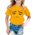 thumbnail image 5 of YUEHUA Kids Short Sleeve Tee Shirt Boys Girls Solid Color Cute Expression Print Tops Loose Fit Comfy Crewneck Pullover Tees, 5 of 6