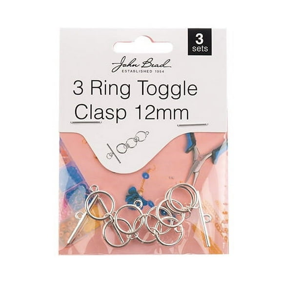 John Bead Must Have Findings Metal Silver 6mm 3 Ring Toggle Clasp, 3-Set