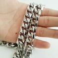 thumbnail image 3 of 24" 15mm 316L Stainless Steel Heavy Link Silver Curb Cuban Chain Men Necklace, 3 of 9