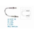 thumbnail image 2 of 3.20"L U-Bolts, 5/16"-18 Thread W/ Hex Nuts, 600 Lbs WLL, Stainless Steel 4 Pcs, 2 of 9