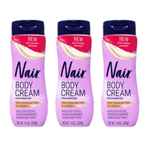3 Pack - Nair Body Cream Hair Remover, Cocoa Butter and Vitamin E, Body Hair Removal Cream for Women, 7.9 oz