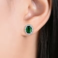 thumbnail image 3 of Rylos  Sterling Silver Princess Diana Inspired Earrings - 8X6MM Oval Green Sapphire & Sparkling Diamonds -  Exquisite Birthstone Jewelry for Women & Girls, 3 of 6