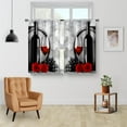 thumbnail image 5 of Red Rose and Wine Kitchen Curtains - Rustic Romantic Valentine Farmhouse Girls Women Short Tier Cafe Curtains Decor for Dining Room Art Country Rod Pocket Window Drapes 36 Inch Length 2 Panels Set, 5 of 5