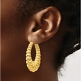 thumbnail image 4 of 14K Yellow Gold Polished Scalloped Hoop Earrings (41 X 34) Made In Indonesia s1503, 4 of 6